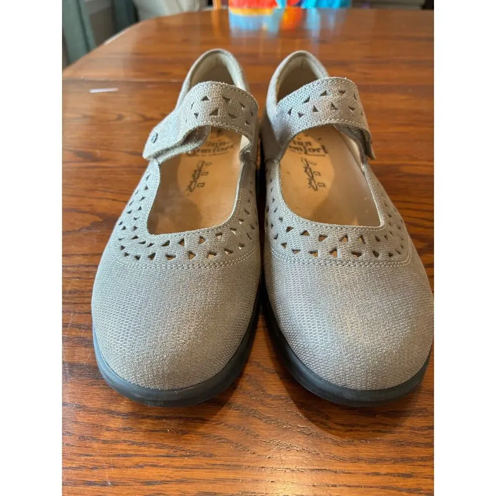 Finn Comfort Anzio Mary Jane Metallic Gray Taupe Size 7